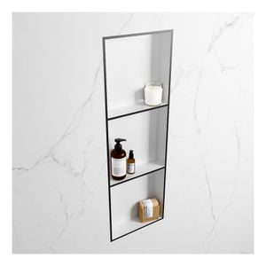 Wandnis Solid Surface Easy | In- en opbouw | 30x90x8 cm | 3 vakken | Urban/Talc