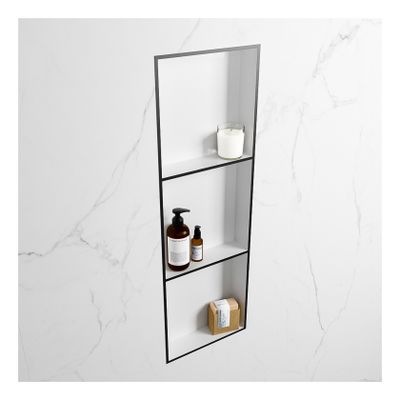 Wandnis Solid Surface Easy | In- en opbouw | 30x90x8 cm | 3 vakken | Urban/Talc