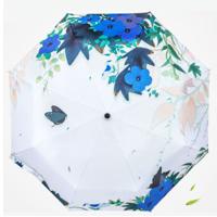 Creatieve frisse stijl drie vouwen In Flower Butterfly dans patroon zilveren Tape Anti Ultraviolet zonnescherm paraplu