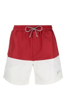 Brunello Cucinelli short de bain à empiècements - Rouge