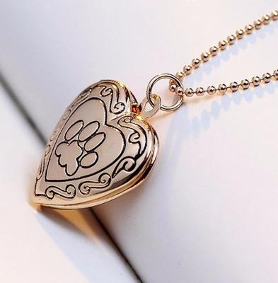 DIY hartvormige fotolijst geheugen medaillon hanger ketting sieraden (goud)