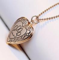 DIY hartvormige fotolijst geheugen medaillon hanger ketting sieraden (goud)