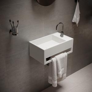 Wastafel Ideavit Solidcube-TB 50x30x20 cm Inclusief Handdoekhouder Solid Surface Mat Wit Ideavit