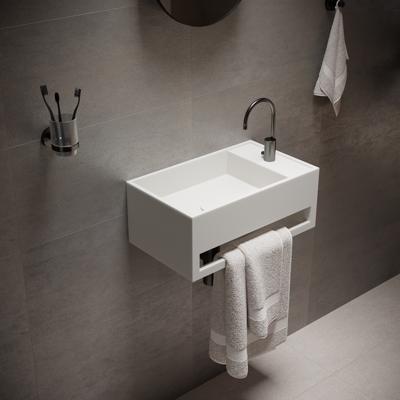 Wastafel Ideavit Solidcube-TB 50x30x20 cm Inclusief Handdoekhouder Solid Surface Mat Wit Ideavit