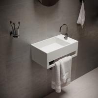 Wastafel Ideavit Solidcube-TB 50x30x20 cm Inclusief Handdoekhouder Solid Surface Mat Wit Ideavit
