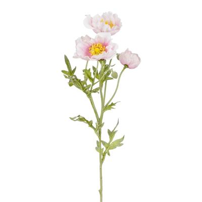 Kunstbloem Klaproos Poppy - H62 cm - roze - kunststof - stelen kunstbloemen - boeket - bloemetjes