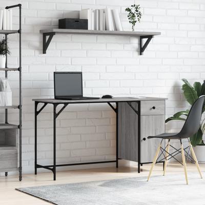 Bureau 131x48x75 cm bewerkt hout grijs sonoma eikenkleurig