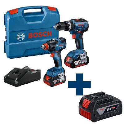 Bosch Professional GSB 18V-55 Accu Klop-/Schroefboormachine 18V + GDX 18V-200 Accu slagmoeraanzetter 18V 4.0Ah in L-Case - 06019J2208