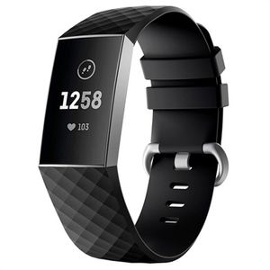 Fitbit Charge 3 siliconen polsband met connectoren - zwart