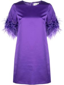 P.A.R.O.S.H. robe bordée de plumes à fini satiné - Violet