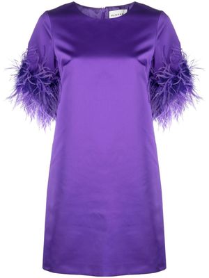 P.A.R.O.S.H. robe bordée de plumes à fini satiné - Violet