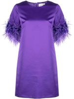 P.A.R.O.S.H. robe bordée de plumes à fini satiné - Violet