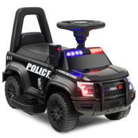 6 V Elektrische Auto Politie Kinderauto met Megafoon en Waarschuwingslicht Elektrische Auto met Voetpedalen Zwart