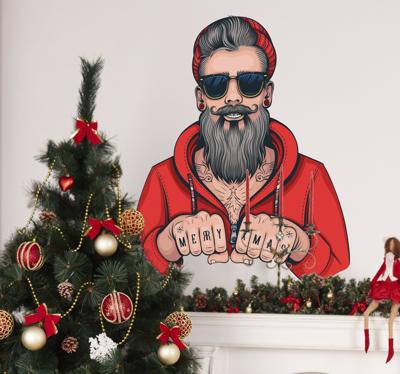Feestdagen sticker coole kerstman