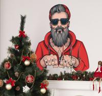Feestdagen sticker coole kerstman
