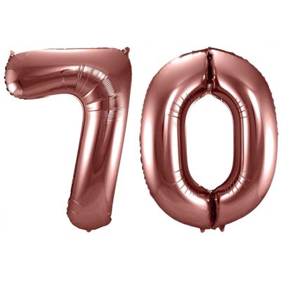 Folat Verjaardag Leeftijd folieballon - 70 jaar - ros? goud - 86 cm - cijferballon groot