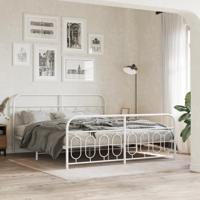 Bedframe met hoofd- en voeteneinde metaal wit 183x213 cm