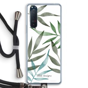Tropical watercolor leaves: Sony Xperia 5 II Transparant Hoesje met koord