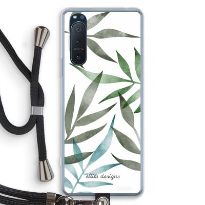 Tropical watercolor leaves: Sony Xperia 5 II Transparant Hoesje met koord