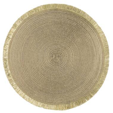 Placemat Zoë met franjes - goudkleur - Ø35 cm - Leen Bakker