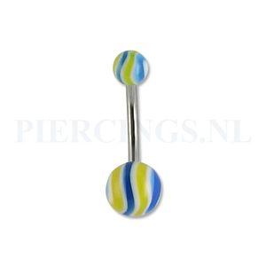 Navelpiercing gegolfd blauw-geel