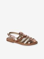 Leren kindersandalen met bandjes goud