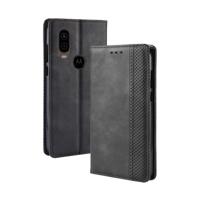 Magnetische Buckle retro Crazy Horse textuur horizontale Flip lederen case voor Motorola MOTO One Vision met houder & kaartsleuven & fotolijstjes (zw
