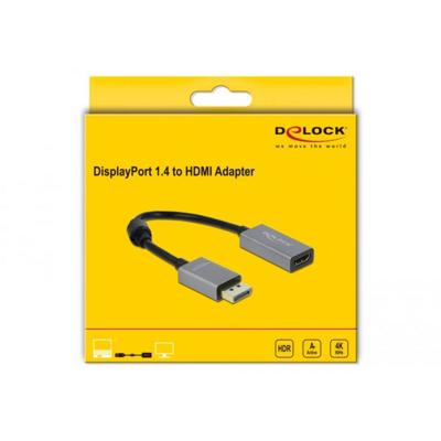 Delock 66436 DisplayPort / HDMI Adapter [1x DisplayPort stekker - 1x HDMI-bus] Zwart, Grijs 0.20 m
