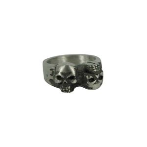 Schedel Ring Staal Dubbele Skull