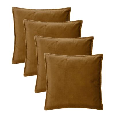Bank/sierkussens huiskamer Sophia - 4x stuks - 52 x 52 cm - Goud/bruin - polyester - met rits