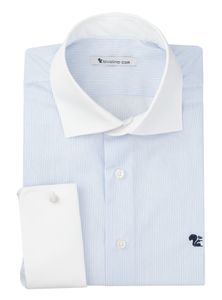 BARI - cot-mix streep business blauw heren WINCHESTER overhemd - BOREO 2