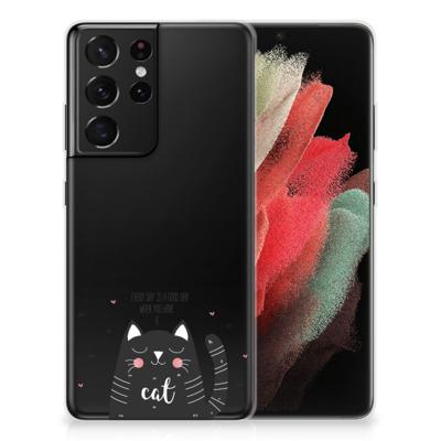 Samsung Galaxy S21 Ultra Telefoonhoesje met Naam Cat Good Day Samsung Galaxy S21 Ultra Telefoonhoesje met Naam Cat Good Day