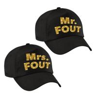 Mr. en MRS. FOUT petjes / baseballcaps - zwart met goud - Dames en heren