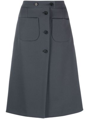 Courrèges jupe mi-longue en coton à coupe évasée - Gris