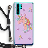 Roze eenhoorn: Huawei P30 Pro Transparant Hoesje met koord
