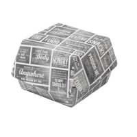 Bak | Karton + verniscoating | Pubchalk | hamburgerbak | 120x120x100mm | wit/grijs | 400 stuks