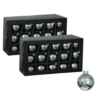 Kerstballen - 60x stuks - zilver - glas - 6 cm - glans