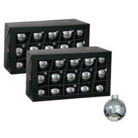 Kerstballen - 60x stuks - zilver - glas - 6 cm - glans