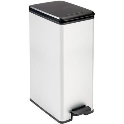 Slanke prullenbak - SLIM BIN - CURVER - 40L - Ruimtebesparend - 40 x 25 x 61 cm - Metallic grijs