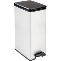 Slanke prullenbak - SLIM BIN - CURVER - 40L - Ruimtebesparend - 40 x 25 x 61 cm - Metallic grijs