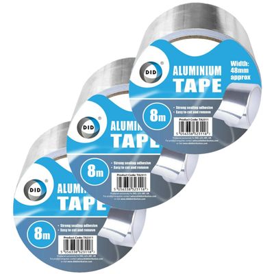 DID aluminiumtape/reparatietape zilver 3 stuks 8 meter