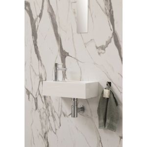 INK Fontein Contra Polystone Rechthoek Inclusief Kraangat Links Glans Wit 40x22x10 cm