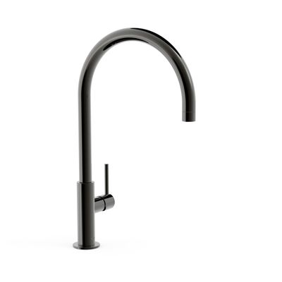 Keukenmengkraan Tres Study Exclusive 1-Hendel Uitloop Gebogen 26 cm Rond Metallic Zwart Tres