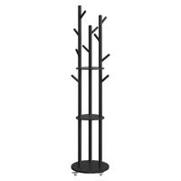 Kapstok met haken planken en wielen, Inktzwart