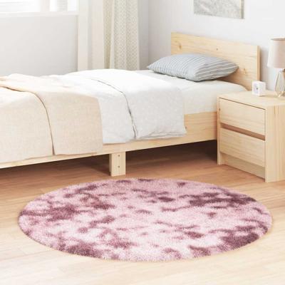 Hoogpolig vloerkleed NAVARRA 120x120 cm polyester stoffig roze
