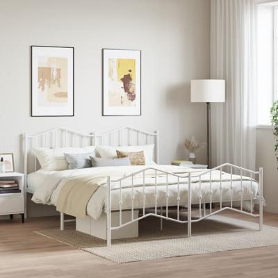 Bedframe met hoofd- en voeteneinde metaal wit 183x213 cm