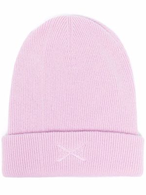 Barrie bonnet en cachemire à broderies - Violet