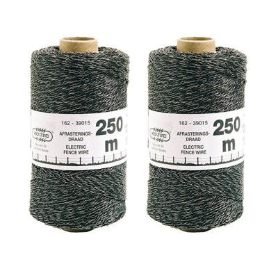 Zwart schrikdraad/afrasteringsdraad - 2x - kunststof - 2 mm - 12 PE - 250 meter