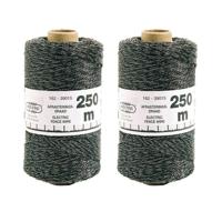 Zwart schrikdraad/afrasteringsdraad - 2x - kunststof - 2 mm - 12 PE - 250 meter Zwart schrikdraad/afrasteringsdraad - 2x - kunststof - 2 mm - 12 PE - 250 meter