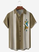 Medieval Geometric Chest Pocket Short Sleeve Bowling Shirt - thumbnail